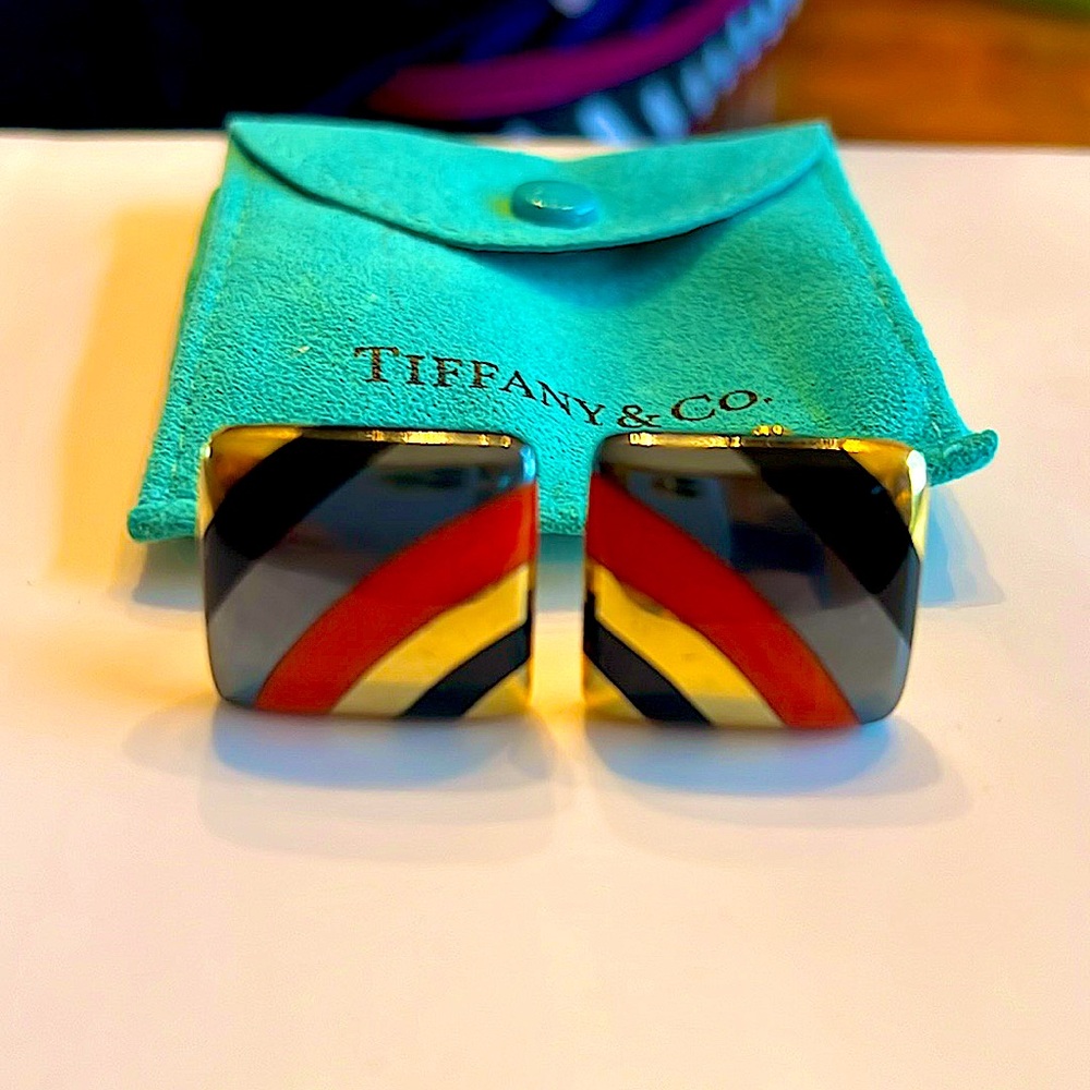 Rare🔥Tiffany Earrings.Angela Cummings SOLID18KYG.Coral,BlackOnyx,HematiteStamped - Picture 1 of 11